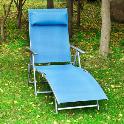 Sun Lounger Recliner Foldable 7 Levels Texteline Blue
