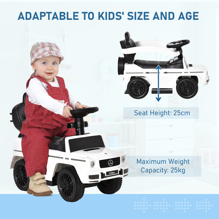 Kids Ride-on Push Car 3 in 1 Benz G350 Baby Floor Slider Walker, White