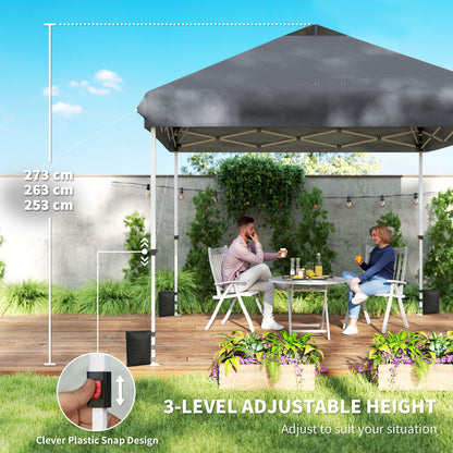 3x3 m Pop Up Gazebo w/ Wheels, One-Touch Party Tent, Dark Grey