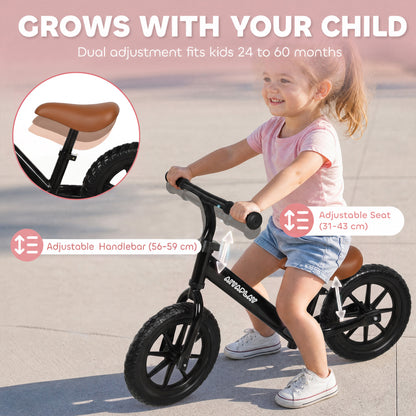11.2" Balance Bike with Lighting Wheels for 2-5 Years, Black