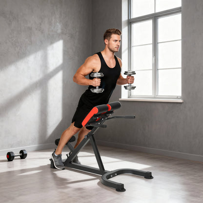 SPORTOW 45-Degree Hyperextension Roman Chair, 5-Level Adjustable Height Back Extension Bench for Glute, Hamstring & Ab Workouts, Multi-Function Heavy-Duty Home Gym Equipment