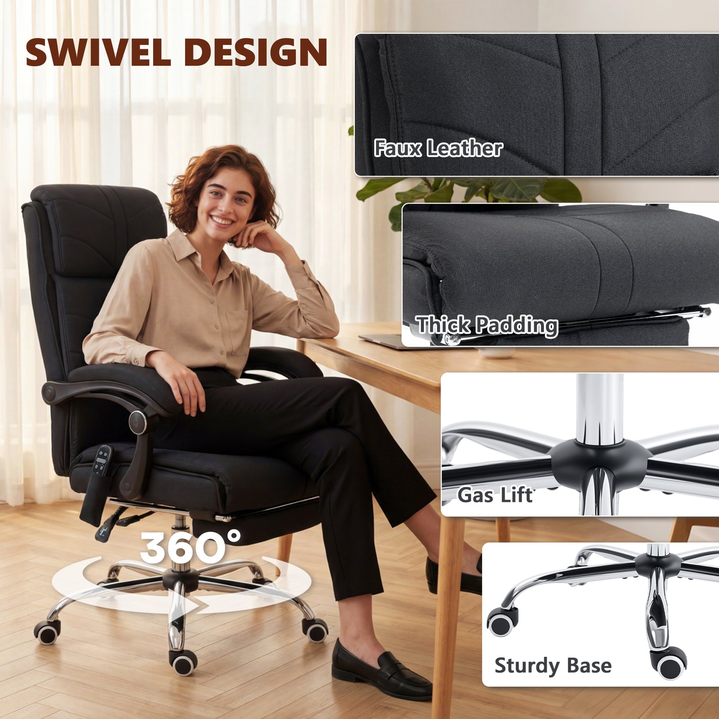 Vinsetto Vibration Massage Office Chair with Heat, Footrest, Black