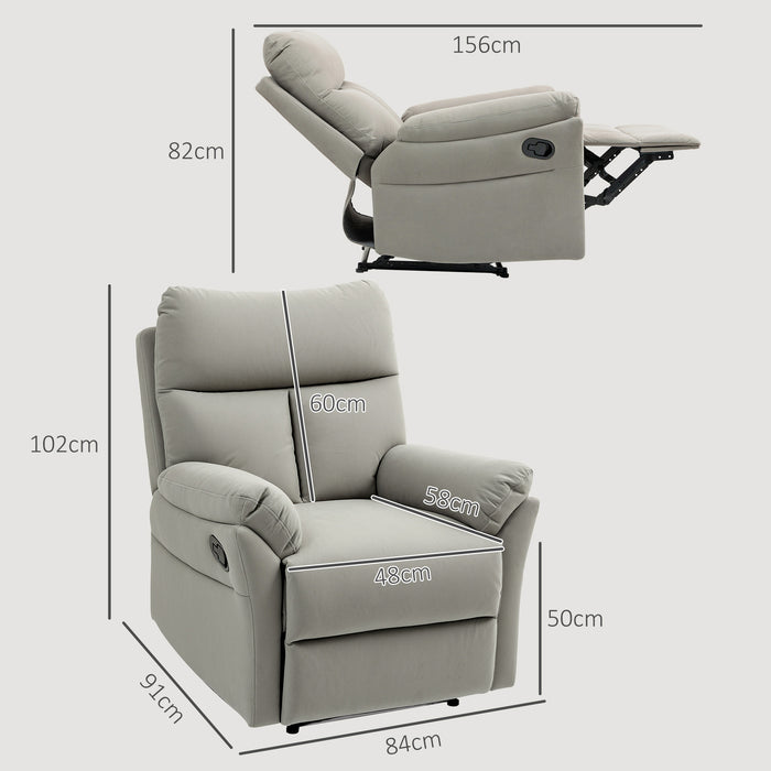 Recliner Armchair, Reclining Chair with Adjustable Leg Rest Grey