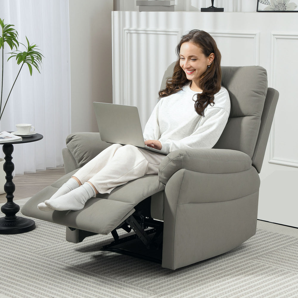 Recliner Armchair, Reclining Chair with Adjustable Leg Rest Grey