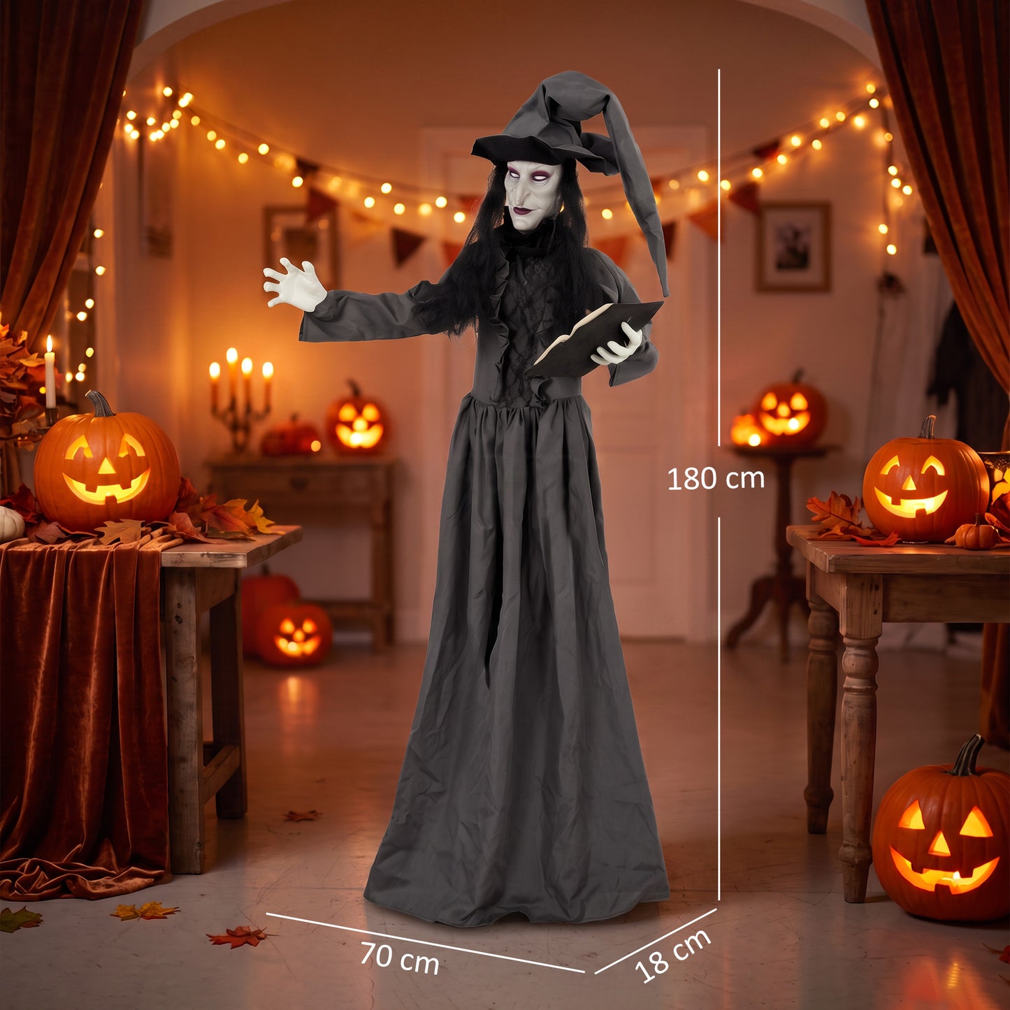 180cm Life Size Animated Witch Halloween Decoration Outdoor Indoor