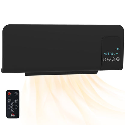 2000W Wall Mounted Ceramic Heater with Remote Control for Home Black