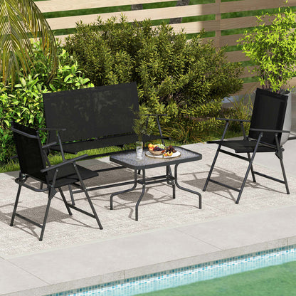 Patio Furniture Set, Garden Set w/ Table, Foldable Chairs, a Loveseat