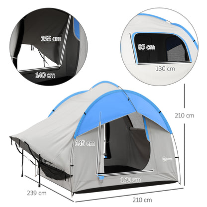 SUV Car Tent for Camping, Waterproof PU2000mm, 5 Man Tailgate Tent, for SUV Van Pickup, 2.4 x 2.1 m, Grey and Blue