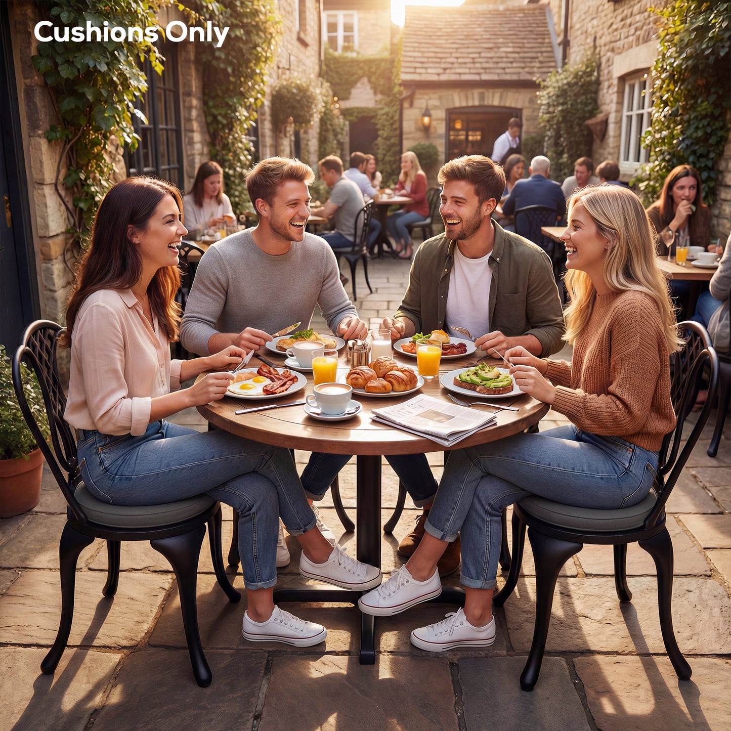 Bistro Chair Cushions, Chair Pads Set of 4, Dark Grey