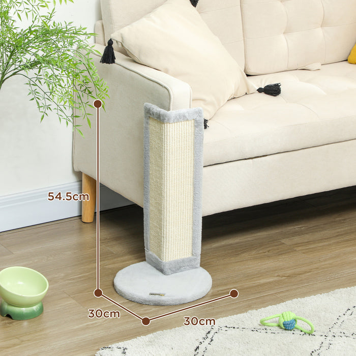 56cm Corner Cat Scratching Post with Sisal Scratching Pad, Grey