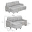 Pull Out Sofa Bed L Shape Corner Sofa w/ Reversible Chaise Light Grey