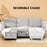 Pull Out Sofa Bed L Shape Corner Sofa w/ Reversible Chaise Light Grey