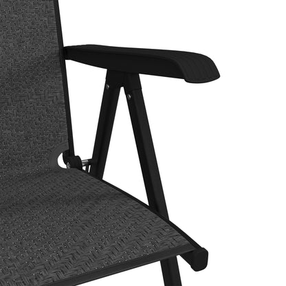 Outsunny Set of 2 Outdoor Wicker Folding Chairs, Patio PE Rattan Dining Armrests Chair set with 7 Levels Adjustable Backrest, for Outdoors, Camping, Grey