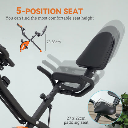 Folding Exercise Bike with Arm Bands and Hand Pulse Sensor, Orange