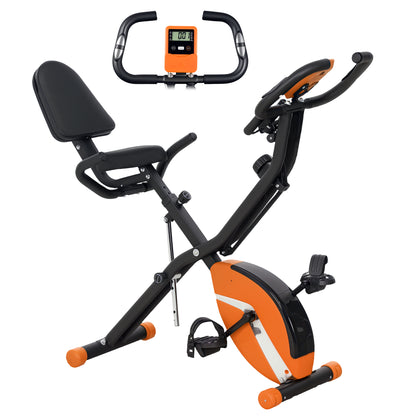 Folding Exercise Bike with Arm Bands and Hand Pulse Sensor, Orange