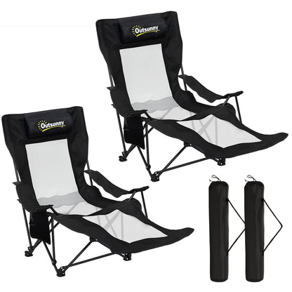 Camping Chair Reclining Folding Portable Black