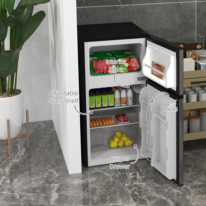 88L Small Fridge Freezer with 5-Setting Thermostat, Inner Light