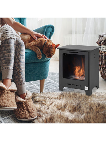 Free Standing Bio Ethanol Fireplace Heater with 0.9L Tank for Home Black
