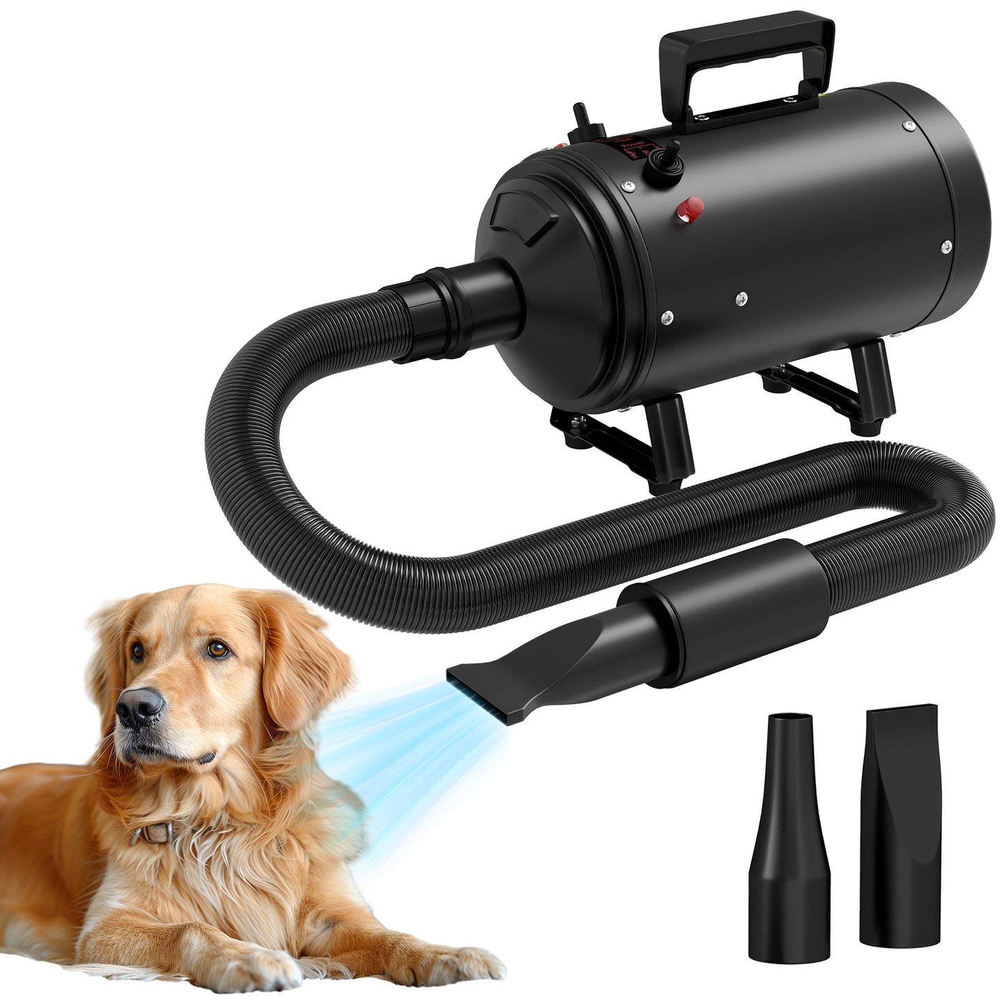 2200W Dog Hair Dryer with Adjustable Temperature & Velocity, Black
