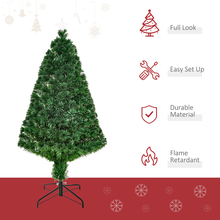 Prelit Christmas Tree Artificial Tree, Metal Base, Pre-Lit, 1.2m