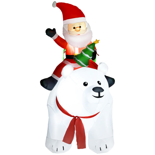 6.6FT Christmas Inflatable Santa Claus w/ Polar Bear for Graden