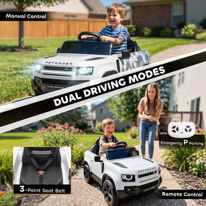 Land Rover Defender Licensed 12V Kids Ride on Car w/ Remote, White