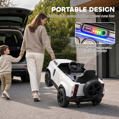 Land Rover Defender Licensed 12V Kids Ride on Car w/ Remote, White