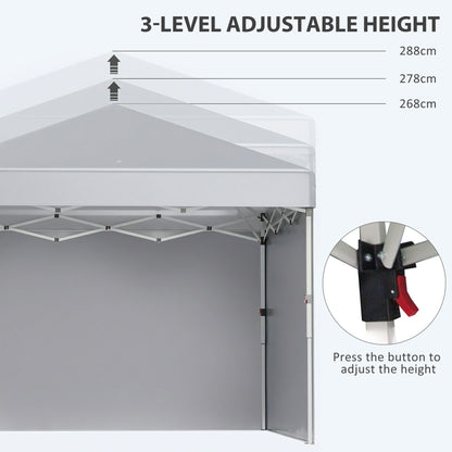 3x3 M Pop Up Gazebo Party Tent, 2 Sidewalls, Weight Bags Light Grey