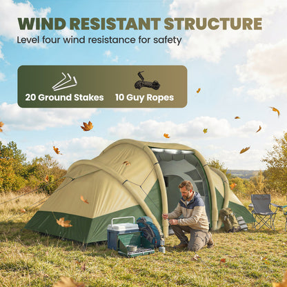 Inflatable Tent 3000mm Waterproof for 4 Person, Green