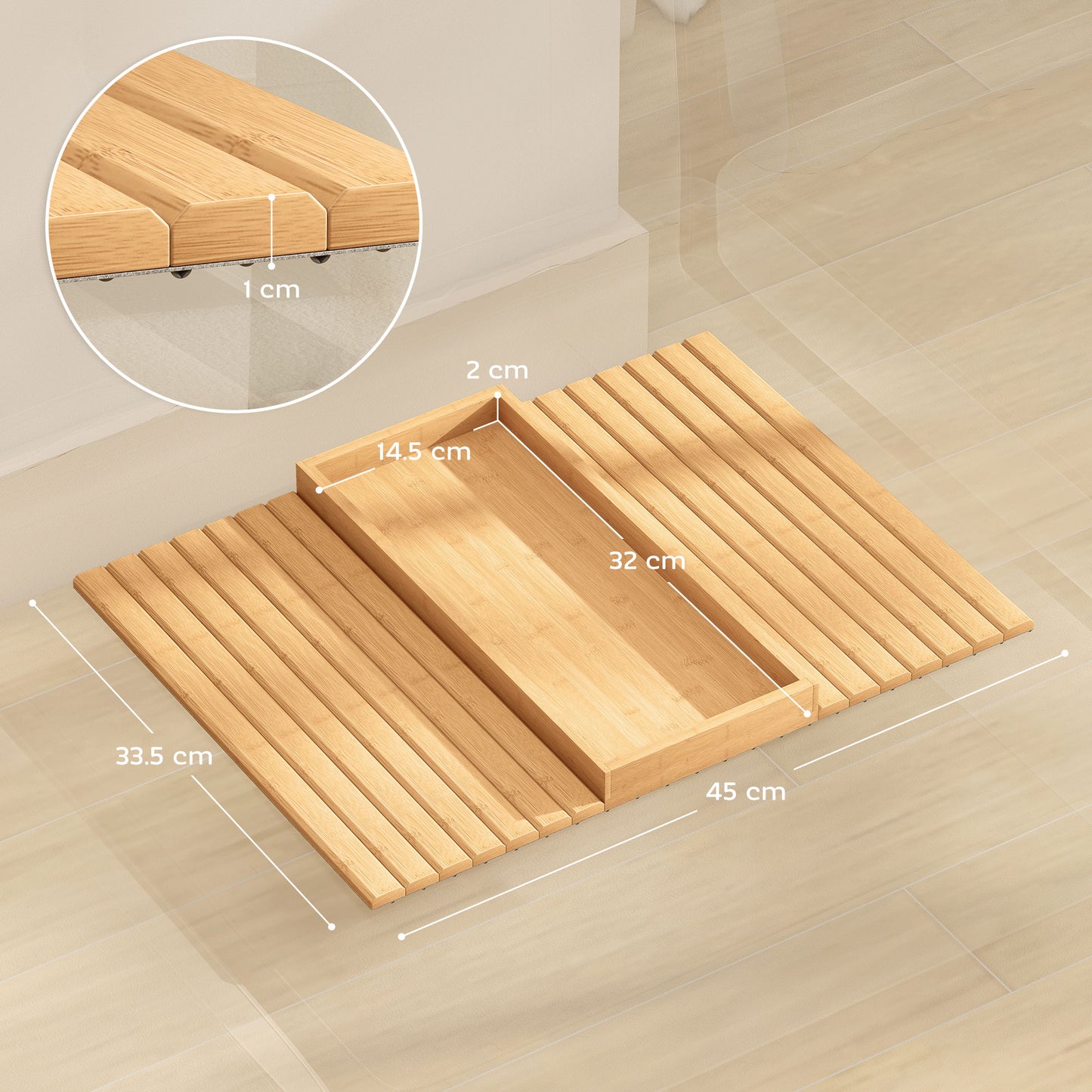 Bamboo Sofa Arm Tray, Foldable Anti-Slip Armrest Tray for Drinks