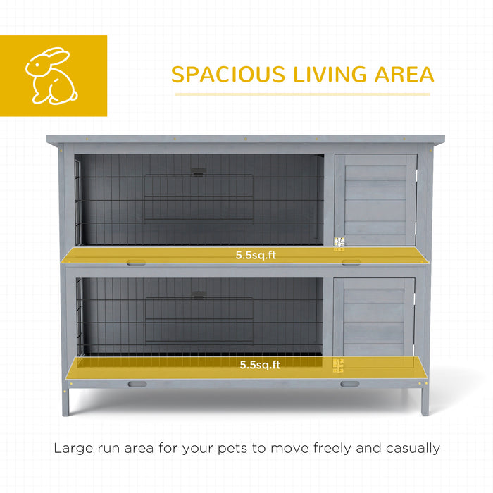 54 Inch Large Rabbit Hutch Guinea Pig Hutches with Sliding Trays Outdoor