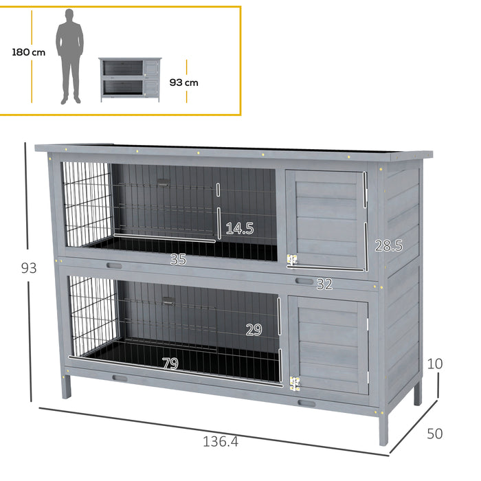 54 Inch Large Rabbit Hutch Guinea Pig Hutches with Sliding Trays Outdoor