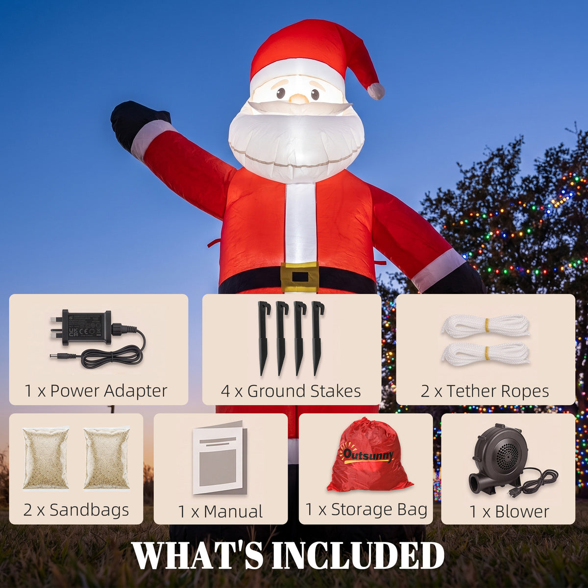 5ft Christmas Inflatable Velvet Look Santa Claus