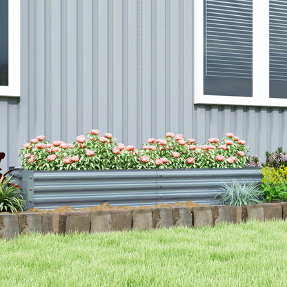 Galvanised Raised Garden Bed, 180x90x30cm Raised Bed, Silver