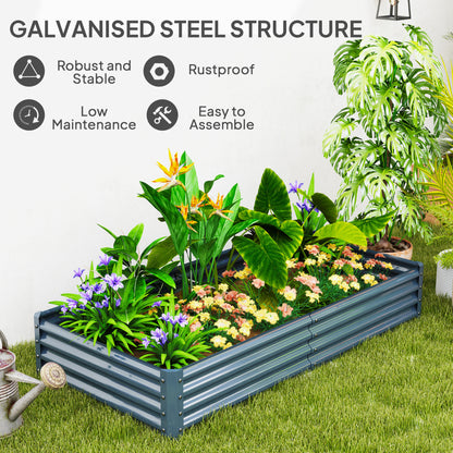 Galvanised Raised Garden Bed, 180x90x30cm Raised Bed, Silver