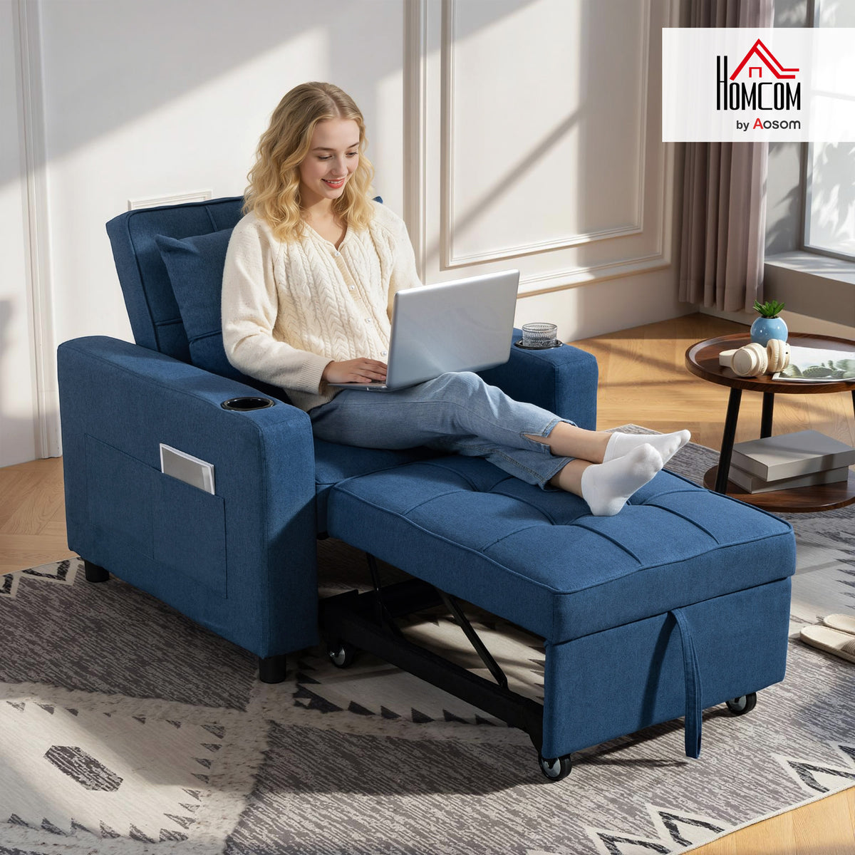 3-in-1 Sofa Bed, Convertible Sleeper Chair with Adjustable Backrest
