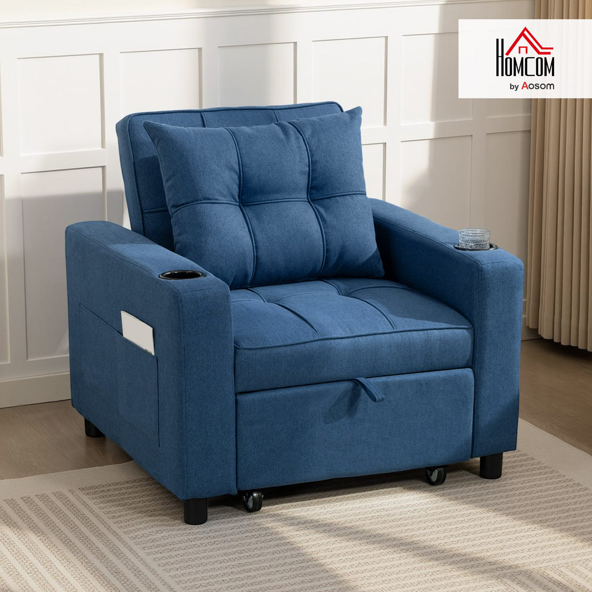 3-in-1 Sofa Bed, Convertible Sleeper Chair with Adjustable Backrest