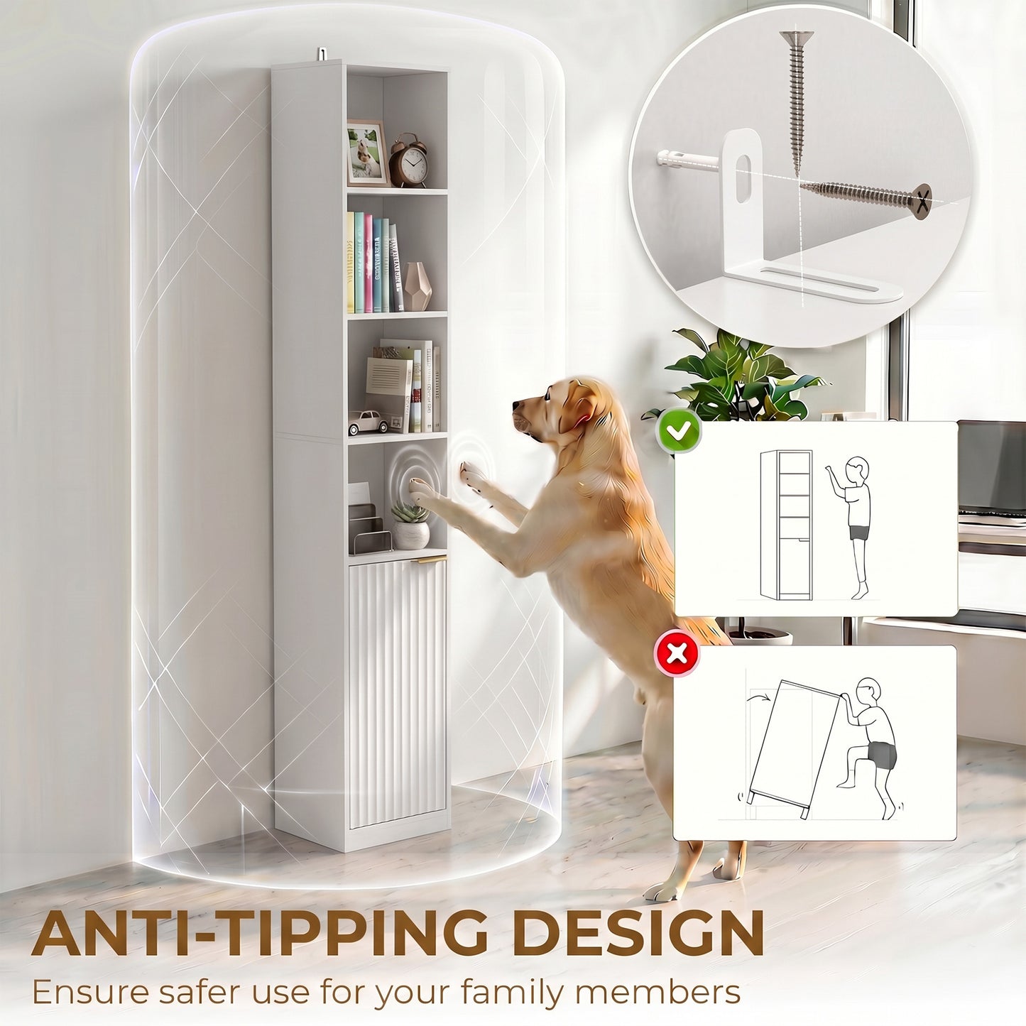 Bookcase Adjustable Shelf 6-Tier White Wood Effect