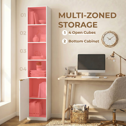 Bookcase Adjustable Shelf 6-Tier White Wood Effect