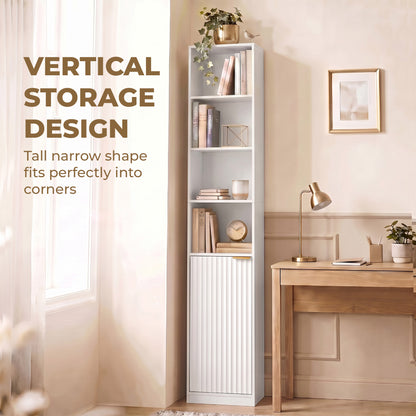 Bookcase Adjustable Shelf 6-Tier White Wood Effect