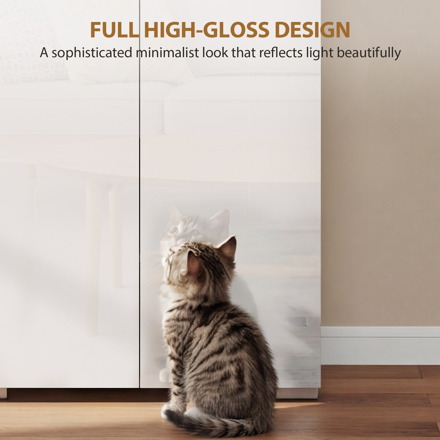 180cm Tall Kitchen Cupboard, Pantry Storage Cabinet, High Gloss White