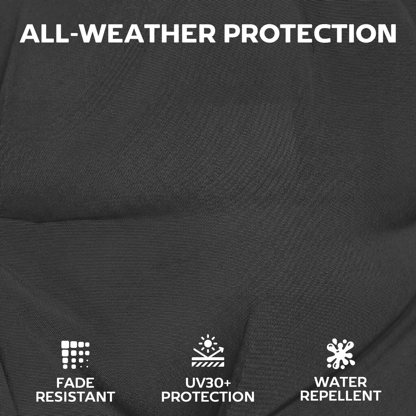 Garden Chair Cushions Set of 4, Waterproof Seat Pads, Black