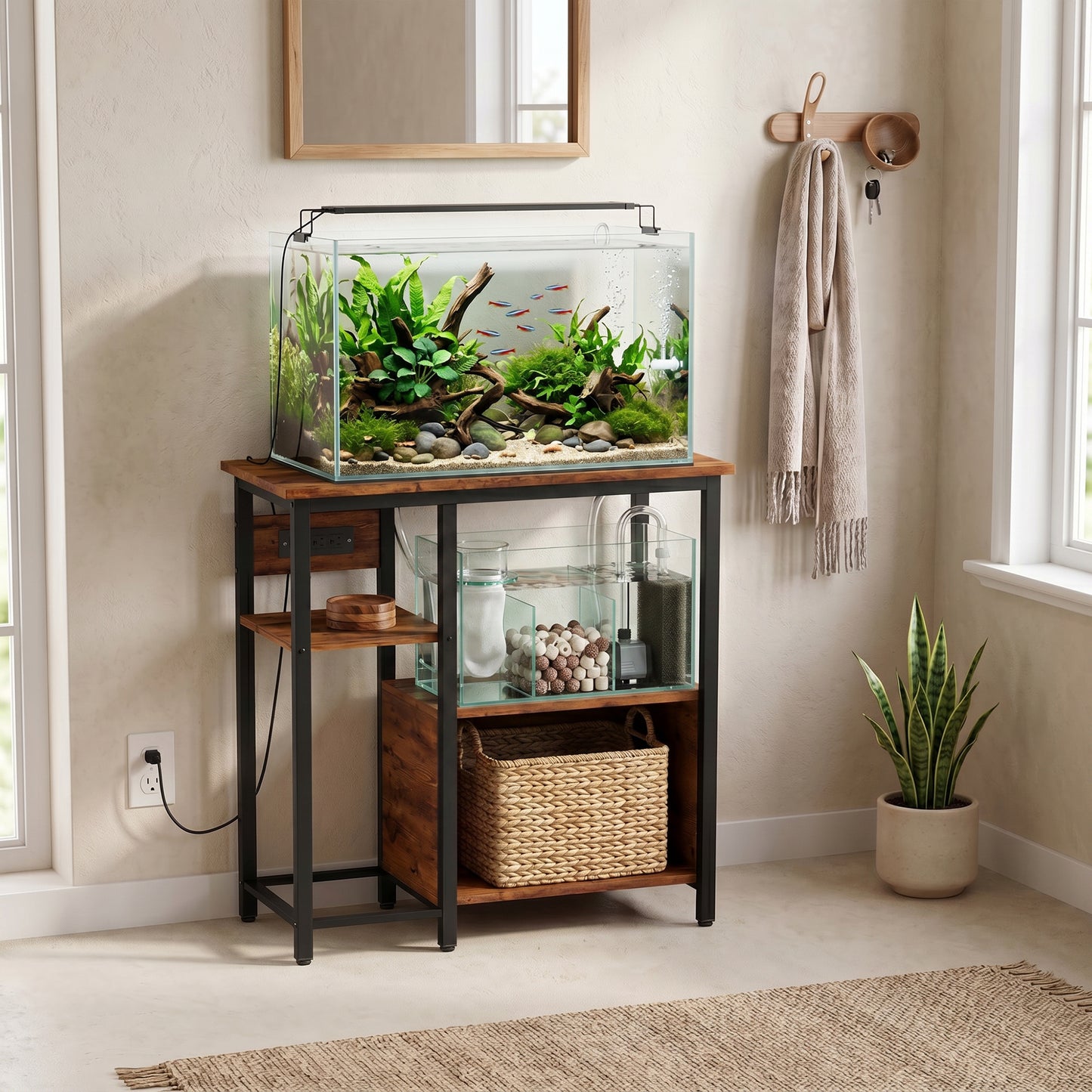 Fish Tank Stand with Power Outlets 20-29 Gallon