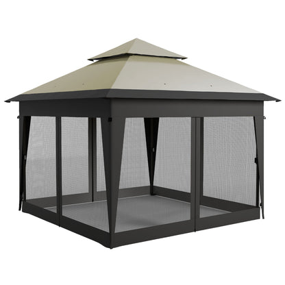 3 x 3(m) Pop Up Gazebo with Mosquito Netting, 1 Person Easy up Marquee Party Tent with 1-Button Push, Double Roof, Sandbags