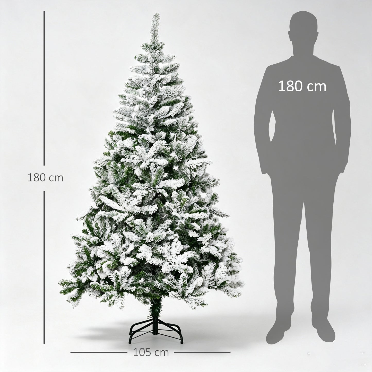 6ft Snow Flocked Artificial Christmas Tree w/ Realistic Branch Tips
