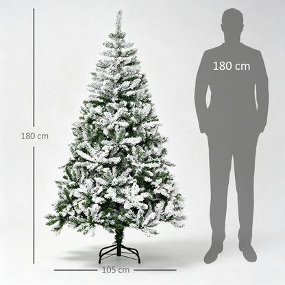 6ft Snow Flocked Artificial Christmas Tree w/ Realistic Branch Tips