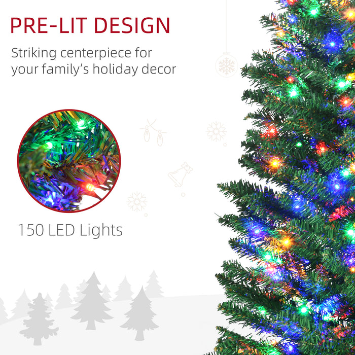 6' Artificial Prelit Christmas Trees Holiday D√©cor with Colourful LED Lights, Pencil Shape, Steel Base