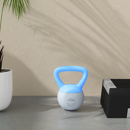 4KG Kettlebell w/ Soft Body, Non-Slip Handle, Light Blue and Grey