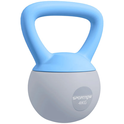 4KG Kettlebell w/ Soft Body, Non-Slip Handle, Light Blue and Grey