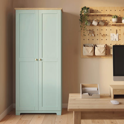 172cm Wooden Storage Cabinet Cupboard With 4 Shelves Light Green